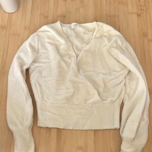 Wilfred Cozy Cream Wrap V-Neck Sweater